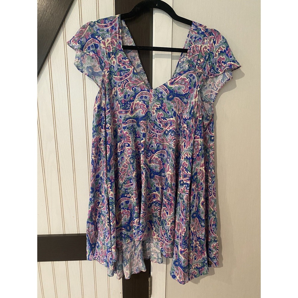 Matilda Jane IN THE MAZE TOP Women’s Medium Paisley V-Neck Flowy Tunic Purple
